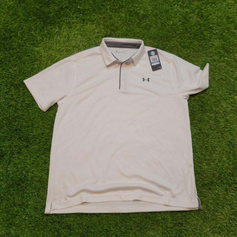 Mens Under Armour Heatgear White XL Polo Shirt